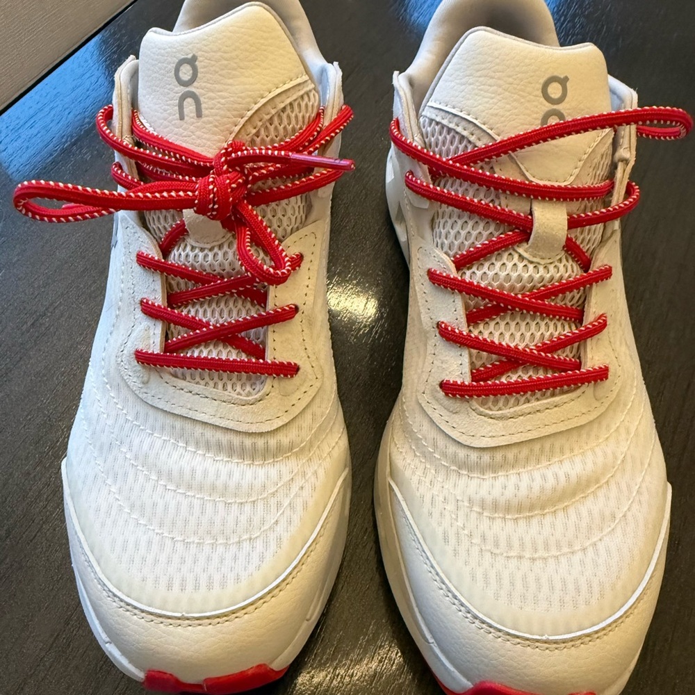 On Running Athletic Shoes - Cream and Red